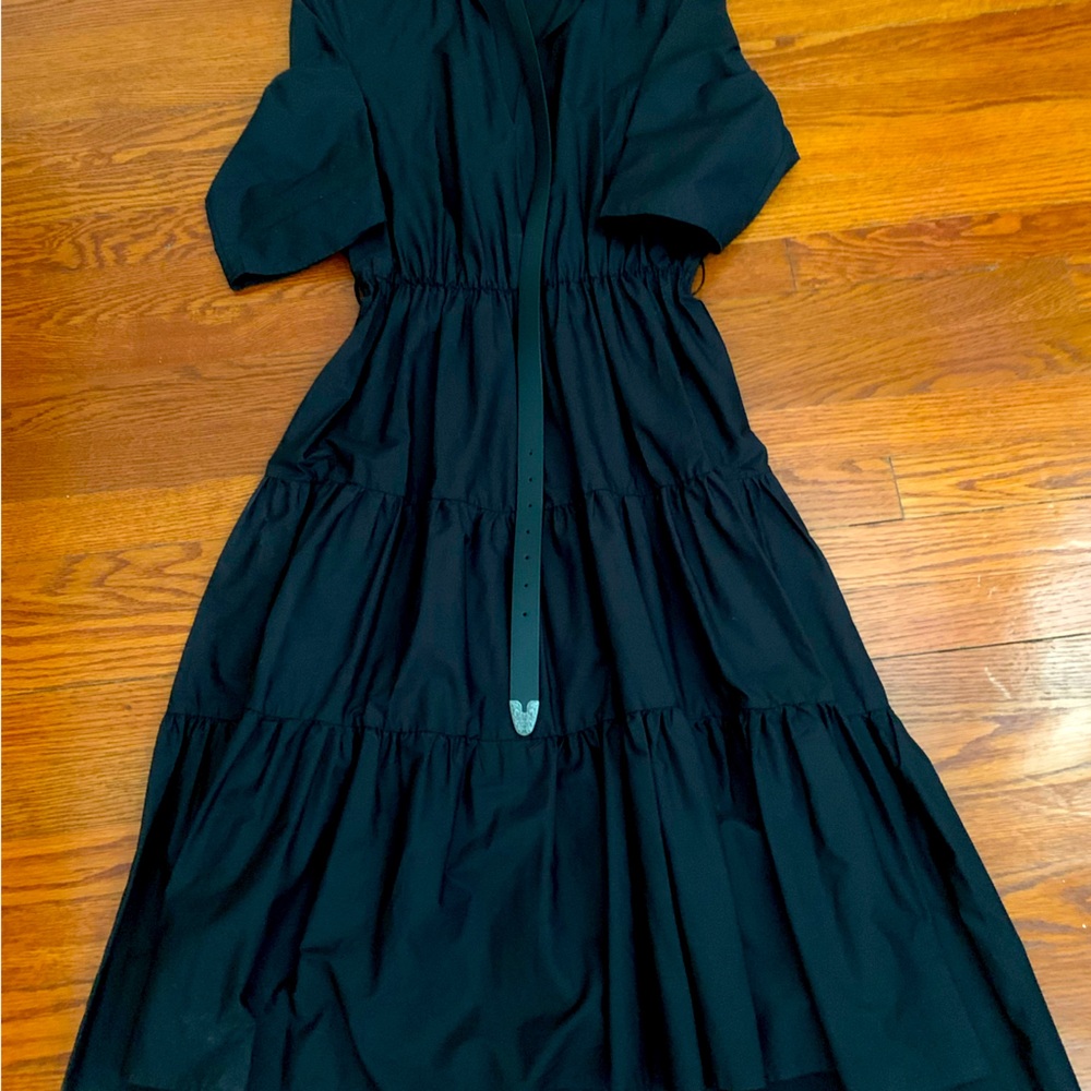 ZARA BLACK MIDI DRESS WITH WESTERN STYKE BELT. Size M  NWT